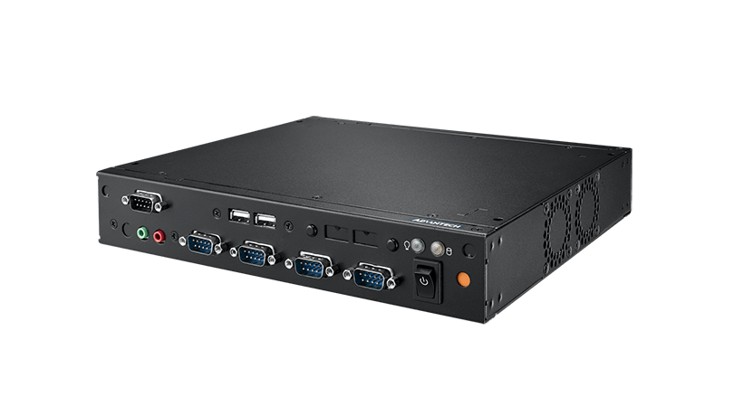 EPC-T1000系列嵌入式工控机，尺寸为250x210x43mm。适配Mini-ITX超薄系列主板，可搭载Intel和AMD平台嵌入式级别处理器。1U高度，支持上架，具有丰富的IO接口。采用DC-IN供电，便于部署和安装。支持无风扇散热，专注于精简化、超薄尺寸行业应用。