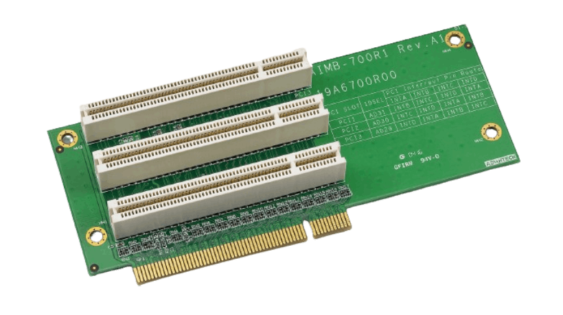 转接卡为 PCIe 扩展槽及搭载 研华工业级主板的 1U 或 2U 系统提供扩充性与弹性。 研华为所有工业级主板提供高效能的转接卡。
