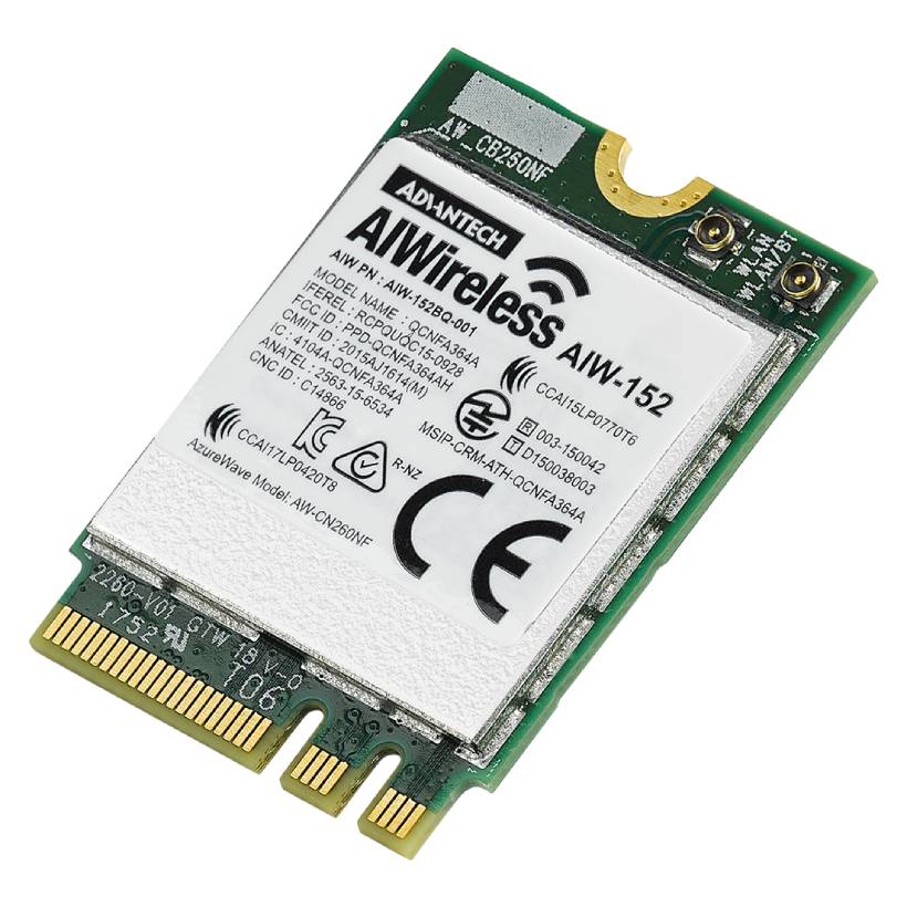 研华 WiFi 模块支持双频 WiFi 及 USB WiFi 模块。 我们的无线模块解决方案将多种嵌入式模块与随即可用的软件相互整合，成为适合嵌入式垂直应用的全方位套件。 双频 WiFi 及 USB WiFi 模块提供弹性、稳定及良好的讯号质量。 此外，系统整合商及工业级计算机厂商可以利用 研华无线模块，轻松地将额外的无线功能导入到其专属系统或机板层级应用，提供零烦恼的轻松整合，以及更快上市时间的机会。