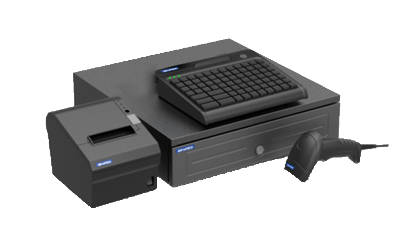 Printers, cash drawers, keyboards, barcode scanners, etc. for POS systems