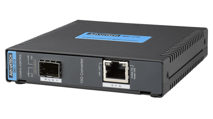 Industrial Multi-Gigabit Ethernet-to-fiber media converters.