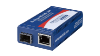 Industrial Gigabit Ethernet-to-fiber media converters.