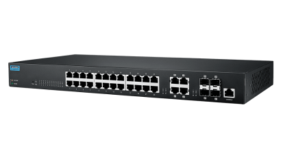 24GE+4G Combo Unmanaged Ethernet Switch,  19" Rackmount, 100~240VAC, -20~75℃