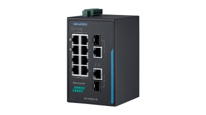 8百兆端口 + 2个千兆光电复用口，支持 EtherNet/IP、PROFINET、Modbus TCP工业协议网管型交换机，-40~75℃