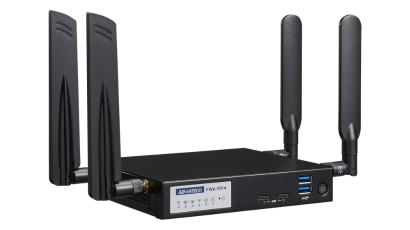 Fanless desktop network appliance with Intel Atom® x7000 Series processors for SASE, SD-WAN, and uCPE edge deployment. for network security.