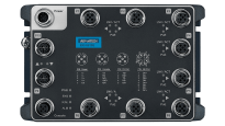 EKI-9510 series switches, built for vehicles applications, feature rugged IP67 design, M12 connectors, PoE options, and comply with e-Mark.