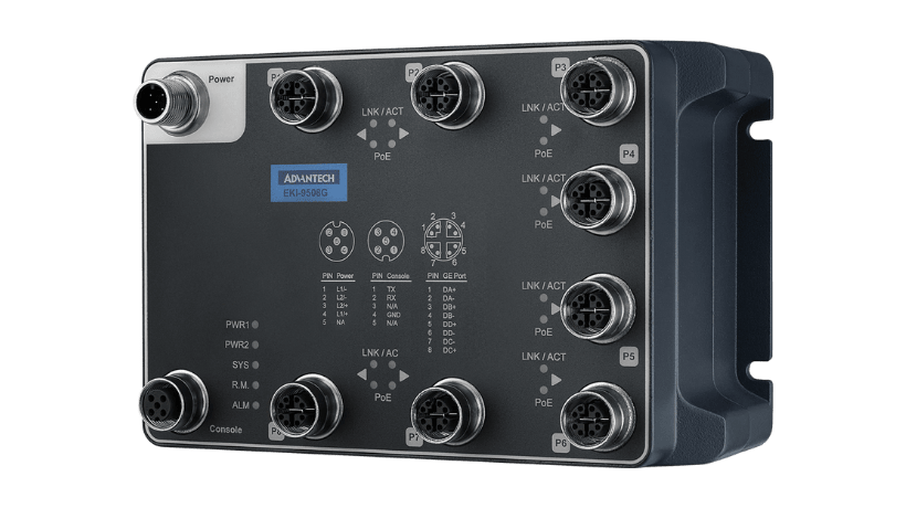 EN50155/E-Mark/ITxPT 8-Port M12 Ethernet Switches