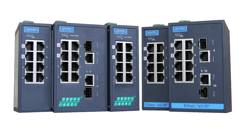 研华 EKI-5500/5600 系列入门级管理型交换机提供最具经济效益的以太网连接提服务。