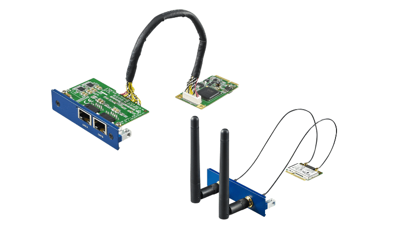 无线通讯 iDoor 模块为工业物联网提供 WiFi/蓝牙、ZigBee、RFID、NFC、GSM、GPRS、3G和LTE解决方案，天线型 I/O 套件科技进一步增加设备弹性，提供更多扩展选择。