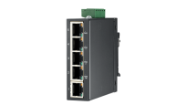 Slim-type unmanaged industrial Ethernet switches with low VAC power input.